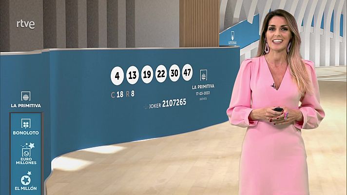 Loterías - Sorteo de la Lotería Nacional, Bonoloto, Primitiva y Jóker del 17/03/2022