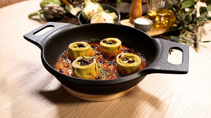 Receta de alcachofas rellenas con huevos de codorniz