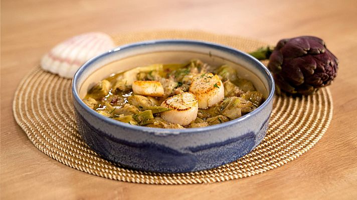 Menudos Torres - Receta de ragú de alcachofas con vieiras