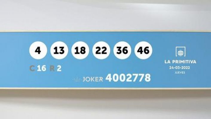 Sorteo de la Lotería Primitiva y Joker del 24/03/2022 