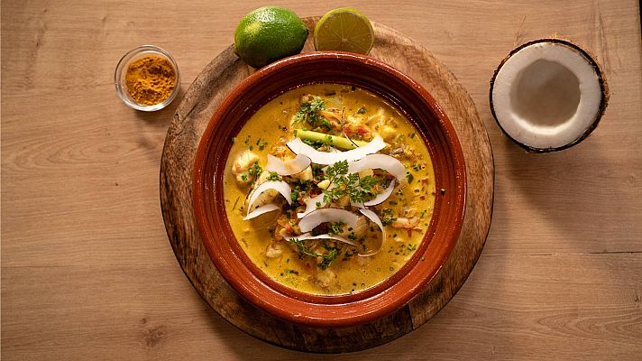 Receta de moqueca, guiso de pescado y leche de coco