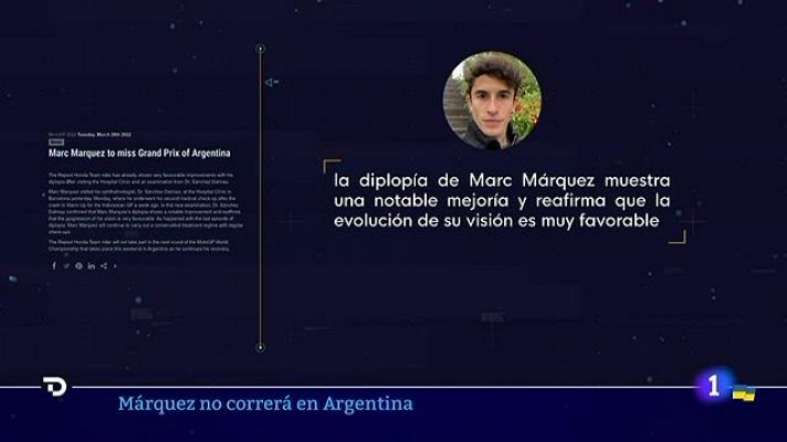 Telediario 1 - Márquez mejora de su diplopía pero no correrá en Argentina