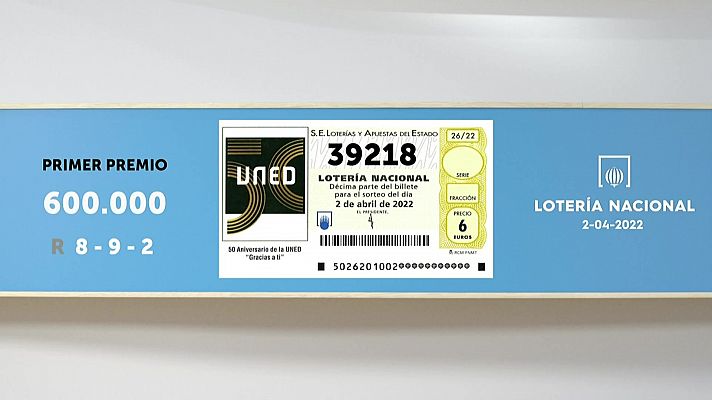 SELAE - Sorteo de la Lotería Nacional del 02/04/2022