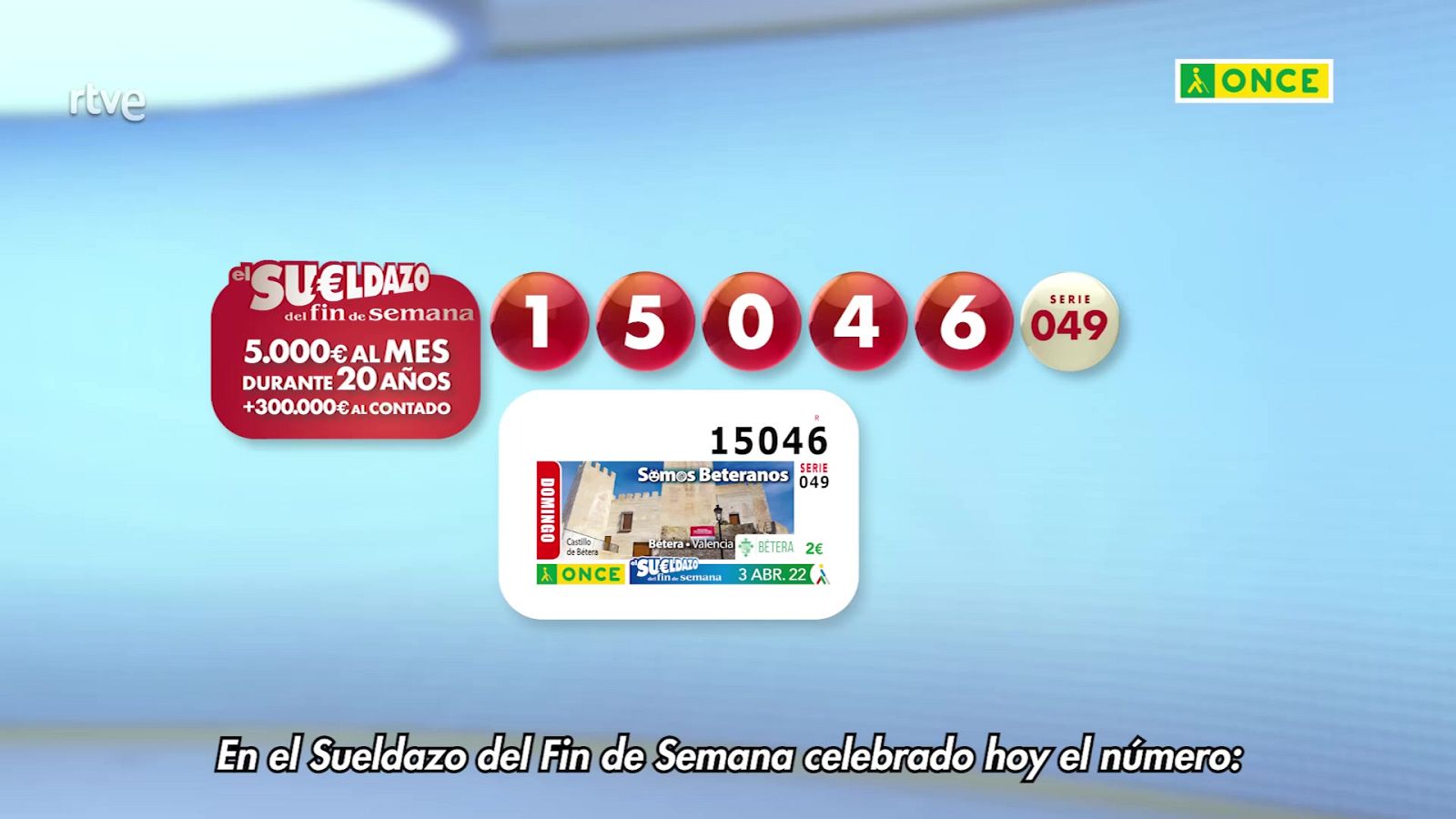 Sorteo ONCE - 03/04/22 -. ver ahora