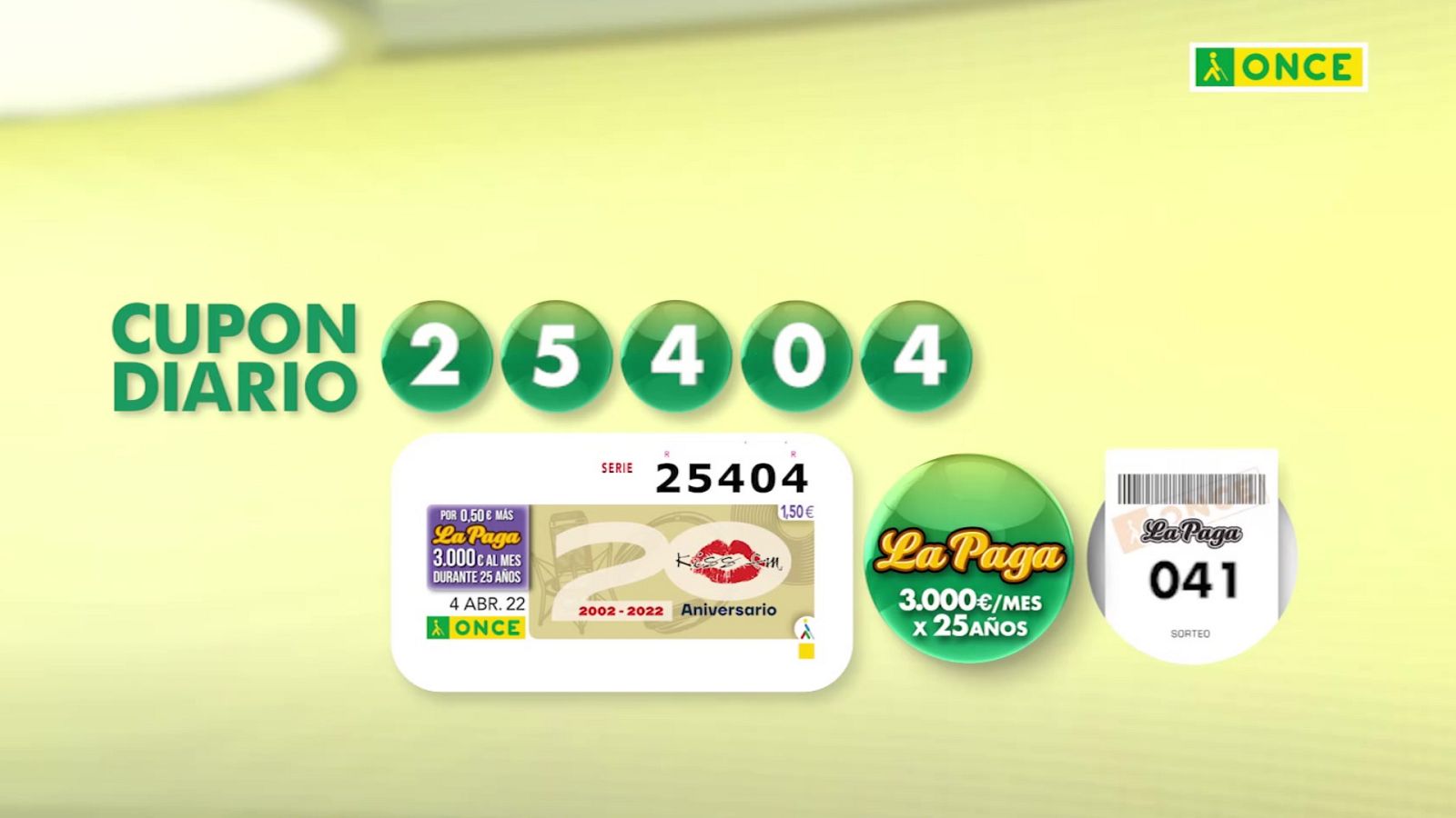 Sorteo ONCE - 04/04/22 - ver ahora