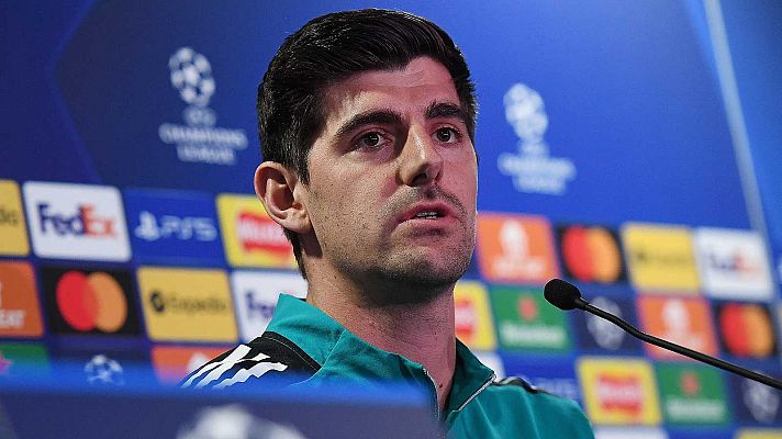 Courtois espera que Ancelotti llegue a Londres y bromea con su sustituto: "Suerte que es su hijo y es parecido"