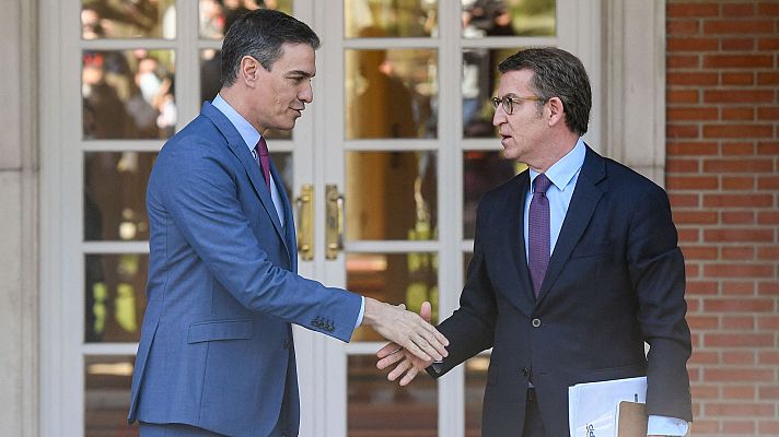 Telediario 2 - Sánchez y Feijóo cierran su reunión en Moncloa sin ningún acuerdo económico