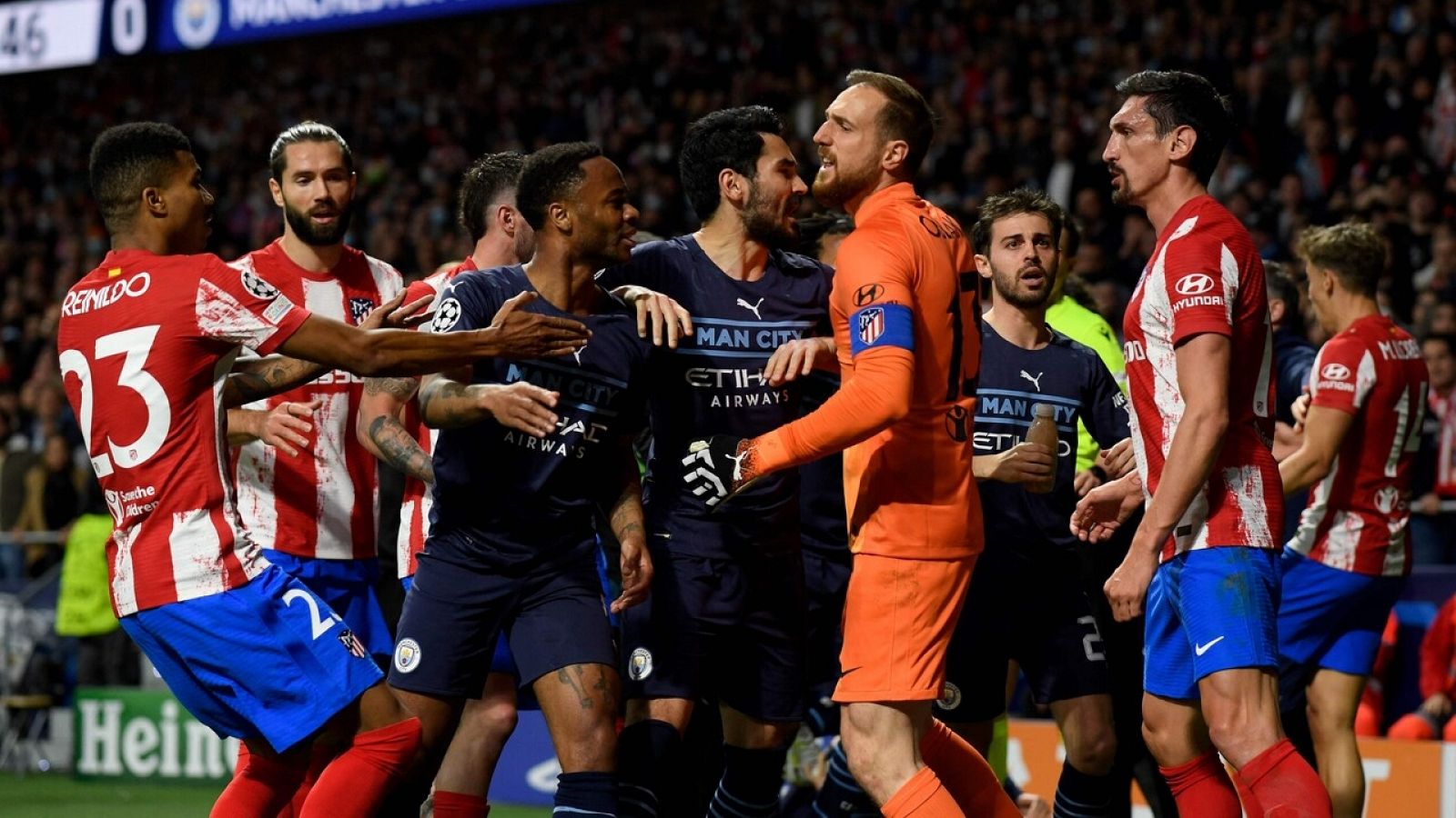 Tensión entre Atlético y City durante y tras el partido
