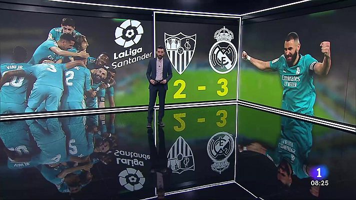 Telediario Matinal - El Madrid celebra su paso hacia el título tras ganar al Sevilla