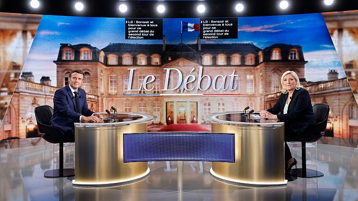 Telediario 1 - Macron y Le Pen cruzan acusaciones en un tenso debate