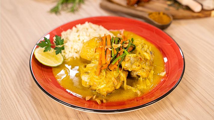 Receta de pollo al curry con leche de coco