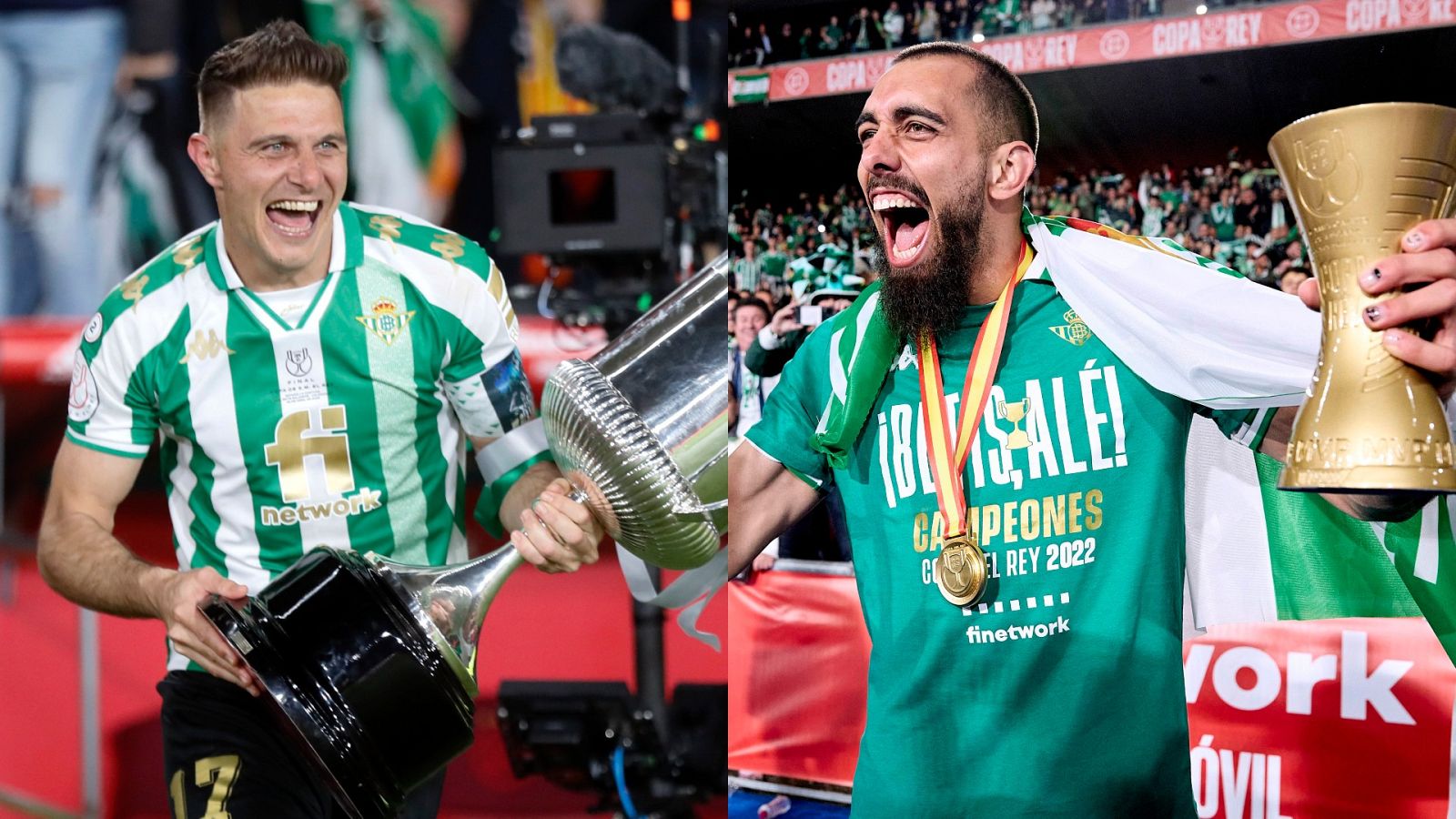 Los jugadores del Betis celebran con euforia la Copa del Rey