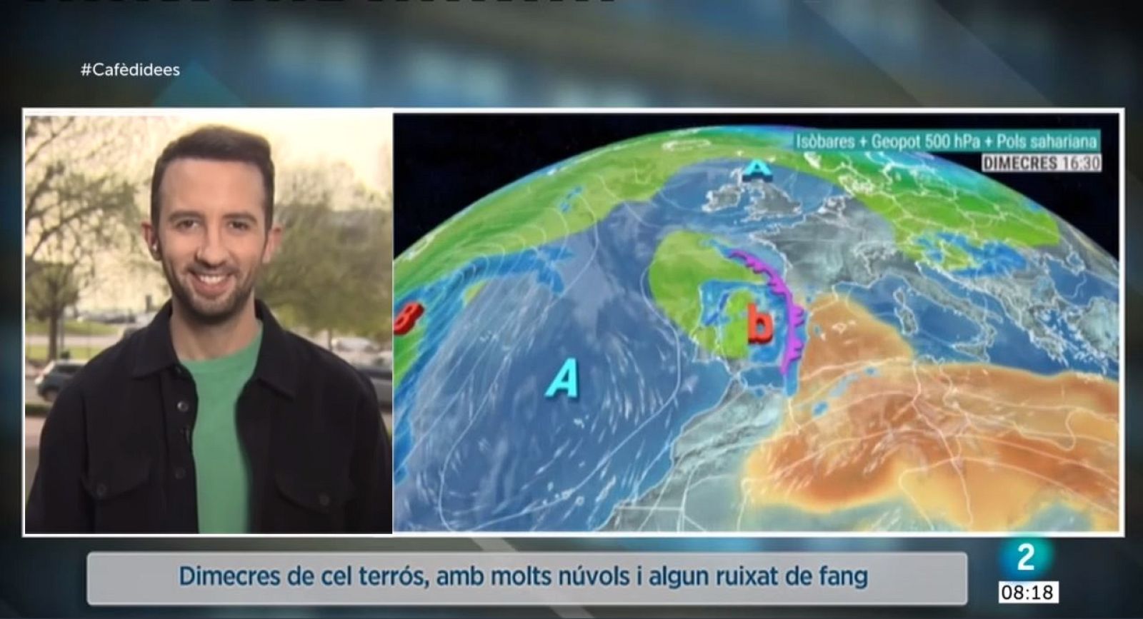 El Temps (27/04/2022) - Una nova entrada de pols en suspensió empitjorarà la qualitat de l'aire, deixarà un ambient tèrbol i alguna pluja feble de fang