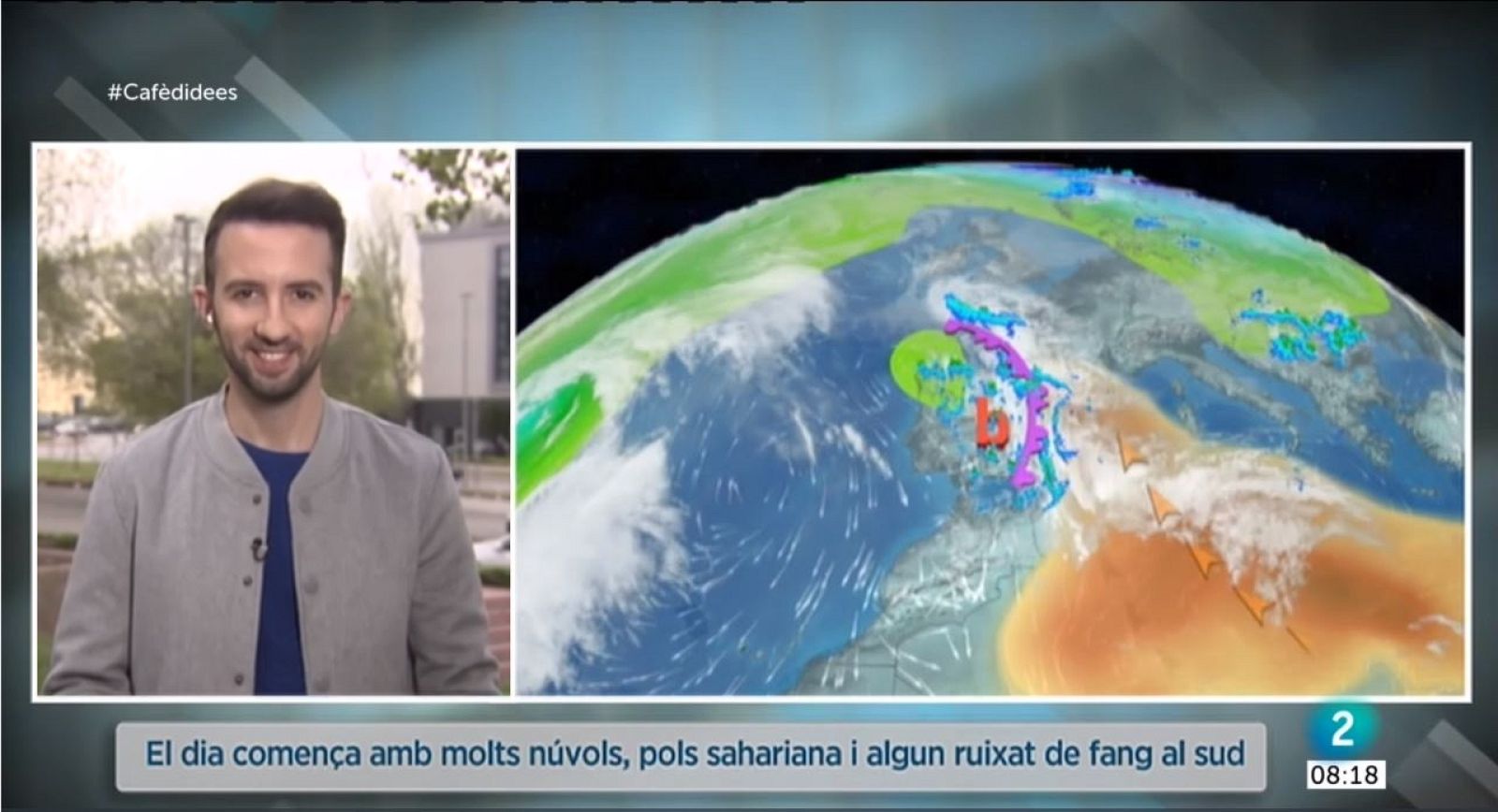 El Temps (28/04/2022) - Nova jornada de pols sahariana, núvols i plugims de fang, però amb més sol a partir del migdia temperatures de 20 a 25 ºC i xàfecs de tarda al Pirineu