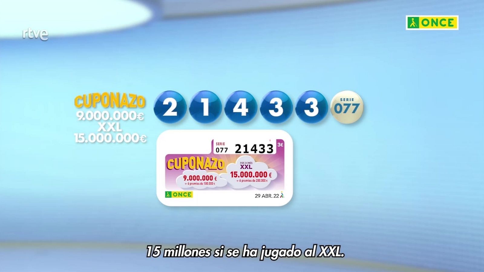 Sorteo ONCE - 29/04/22 - ver ahora