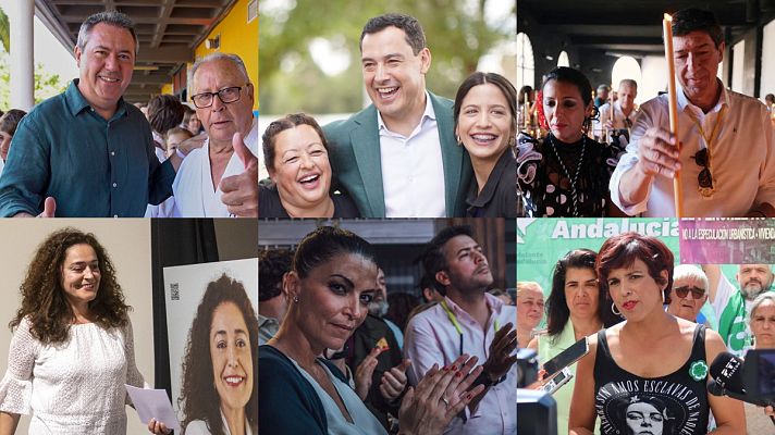 Telediario 1 - Los candidatos a las elecciones andaluzas hacen un alto en el camino en El Rocío