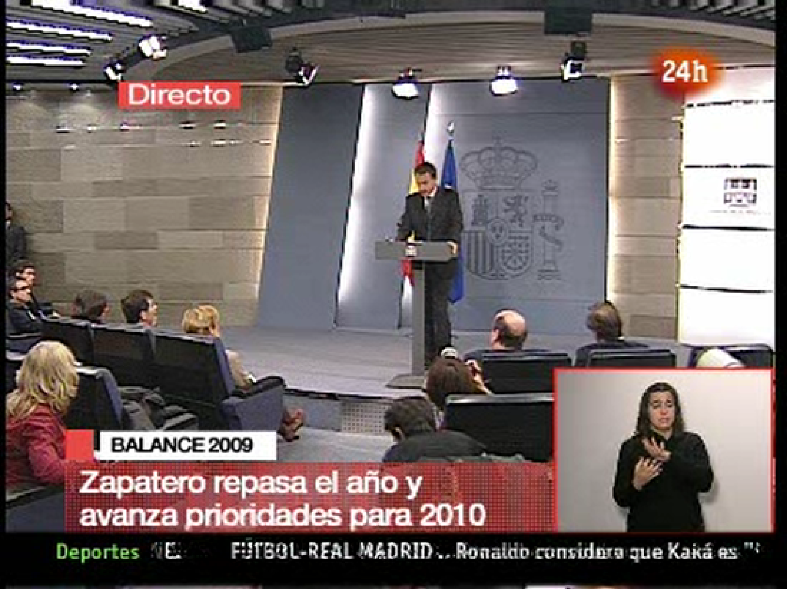 El presidente del Gobierno, José Luis Rodríguez Zapatero, ha explicado en la rueda de prensa de balance del año que de momento "no hay novedad" en la redacción de la polémica disposición incluida en la Ley de Economía Sostenible. "El día 8 de enero e