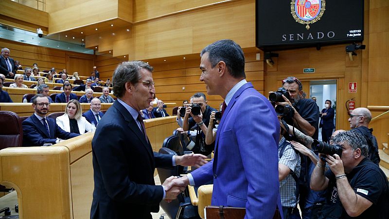 Sánchez pide a Feijóo "oposición de Estado" en su primer cara a cara en el Senado