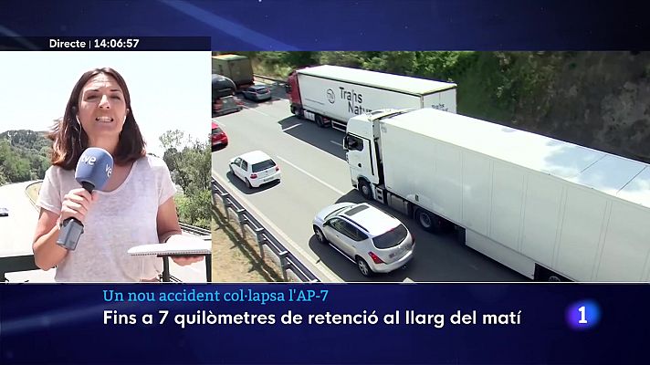L'Informatiu - L'incendi de les rodes d'un camió torna a provocar retencions a l'AP-7
