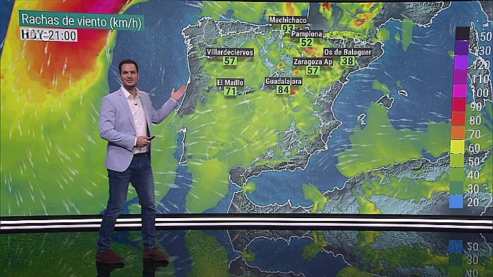 Intervalos de viento fuerte en Canarias, valle del Ebro, Cantábrico oriental y en zonas de tormenta