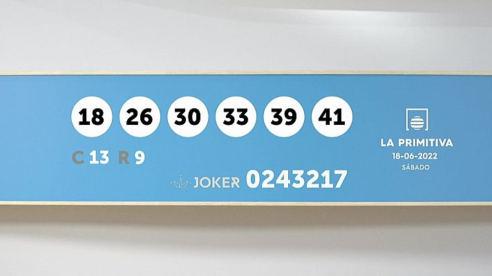 Sorteo de la Lotería Primitiva y Joker del 18/06/2022 