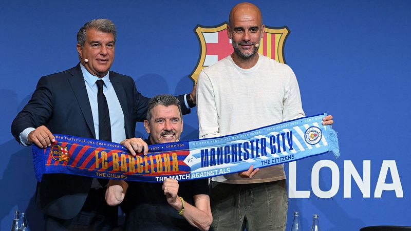 Guardiola y Laporta, juntos de nuevo en apoyo a la lucha contra la ELA de Unzué