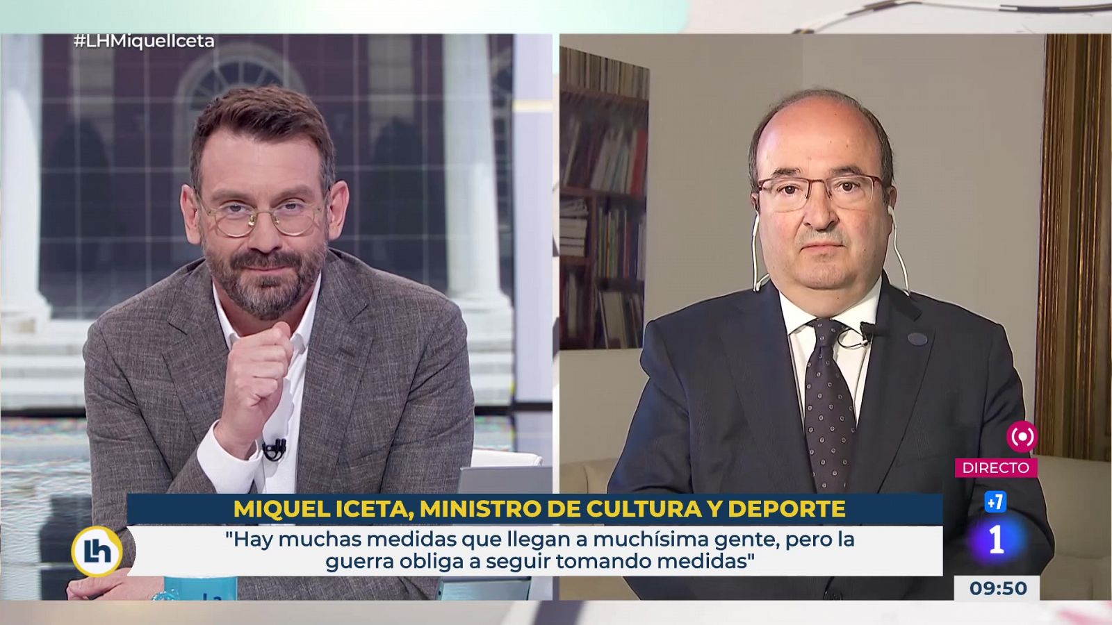 Iceta: "Trabajamos para que el bono cultural empiece a llegar en julio"