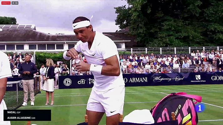 Telediario 2 - Nadal sale satisfecho del último test antes de Wimbledon pese a la derrota ante Auger
