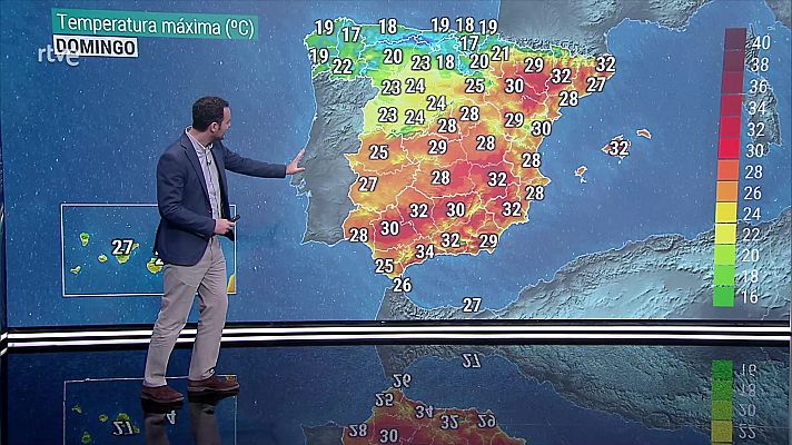 Las temperaturas máximas subirán en el extremo sureste peninsular y bajarán en Galicia, área cantábrica, norte de la meseta Norte y zonas de Cataluña