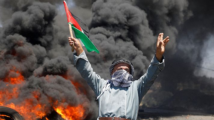 El conficto entre Israel y Palestina, en las banderas