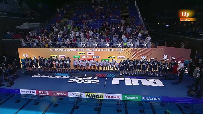 Entrega de medallas para la selección española de waterpolo