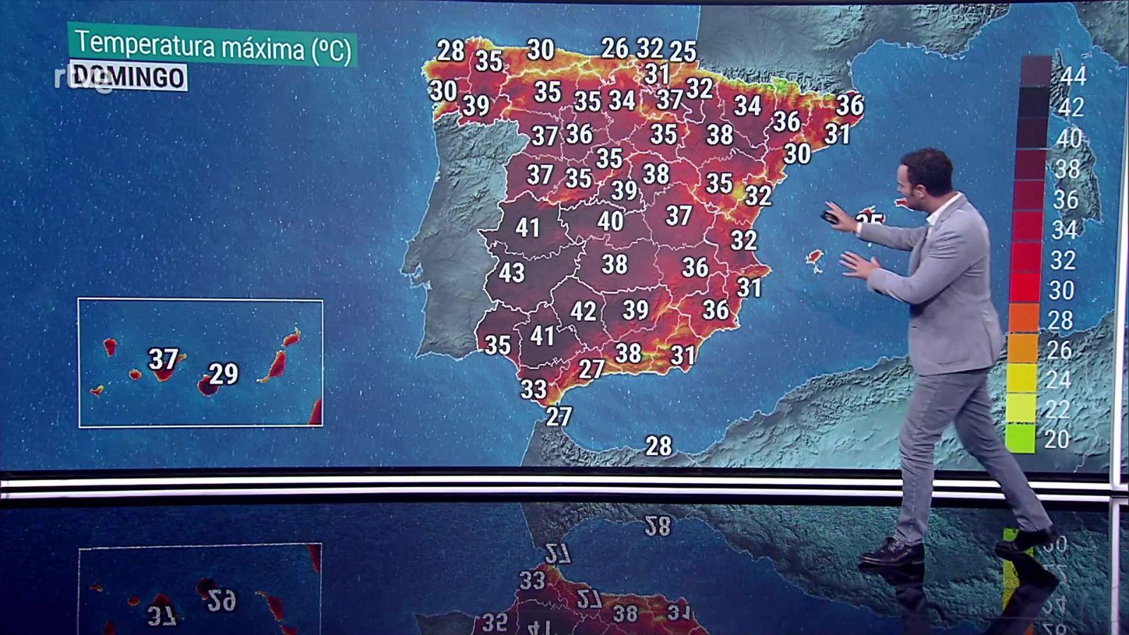 Temperaturas máximas altas en Canarias, suroeste de Galicia, noroeste de la meseta Sur, Huelva y valle del Guadalquivir - ver ahora
