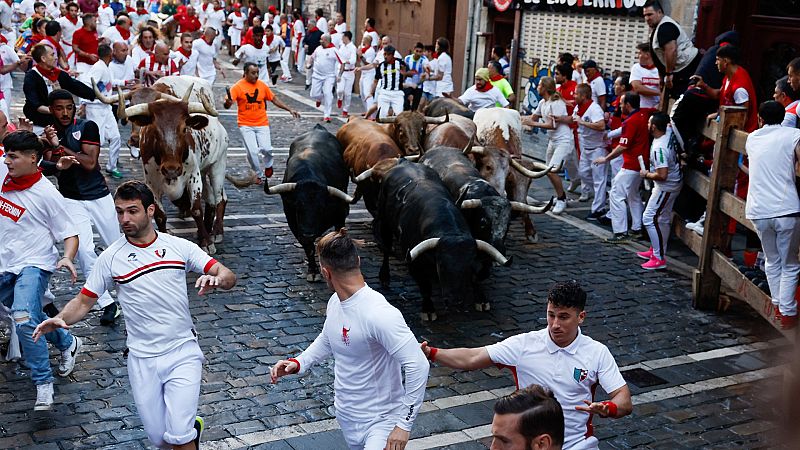 Cuarto encierro de los Sanfermines 2022 con toros de La Palmosilla