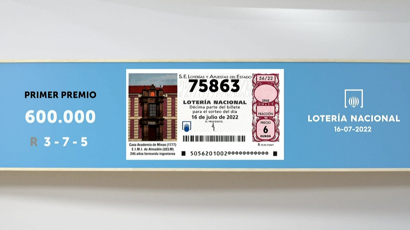 Sorteo de la Lotería Nacional del 16/07/2022 - Ver ahora