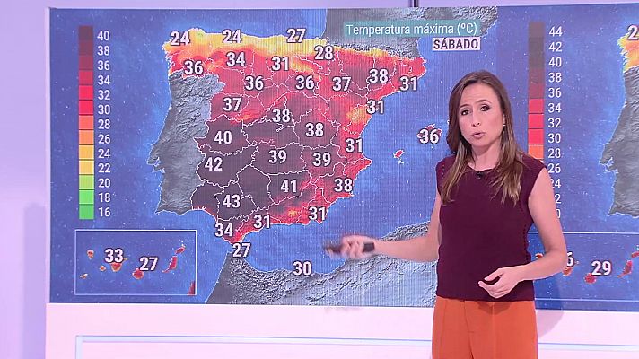 Temperaturas altas en la mayor parte del interior peninsular, Baleares y Canarias