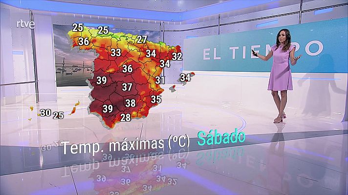 Temperaturas elevadas en Baleares, mitad sur y noreste peninsular, con descensos marcados en el norte de la Península, y aumentos notables en el área mediterránea