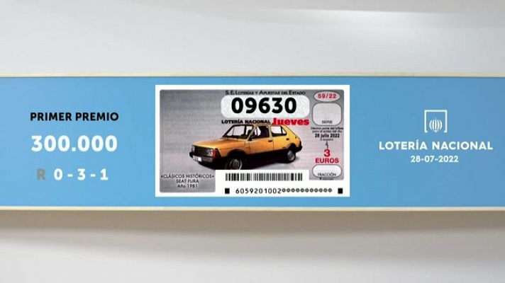 SELAE - Sorteo de la Lotería Nacional del 28/07/2022