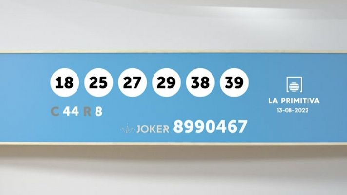 Sorteo de la Lotería Primitiva y Joker del 13/08/2022