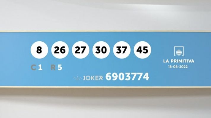 Sorteo de la Lotería Primitiva y Joker del 18/08/2022 