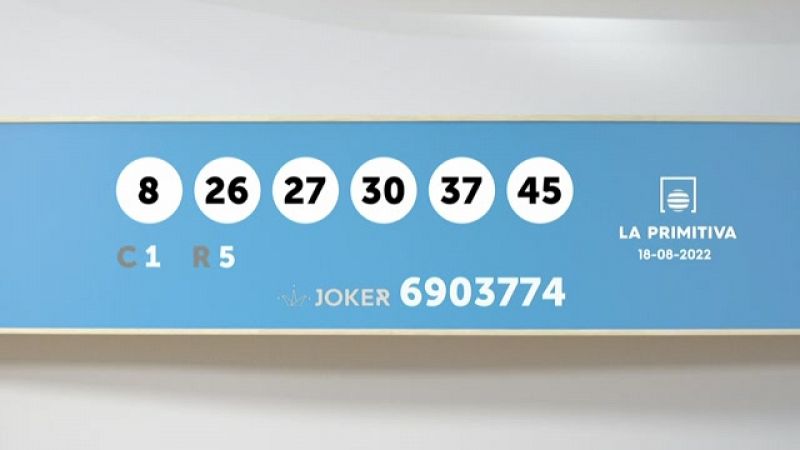 Sorteo de la Lotería Primitiva y Joker del 18/08/2022