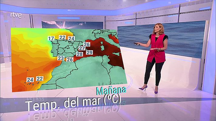 Ascenso notable de las temperaturas en el interior norte peninsular y en Canarias. Viento fuerte en el Estrecho