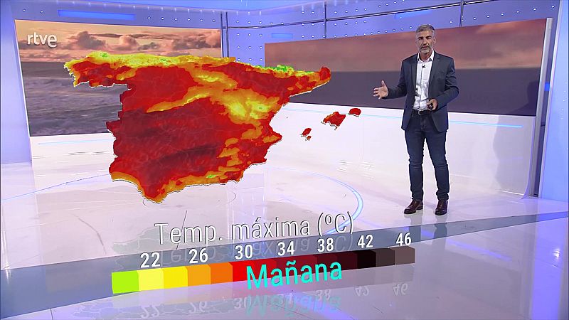 Temperaturas máximas en descenso en gran parte de la Península, aunque en gran parte del suroeste peninsular y en Galicia, tenderán a ascender - ver ahora