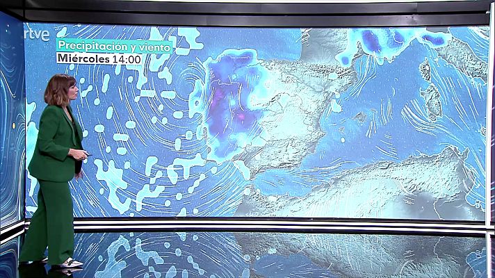 Descenso acusado de temperaturas en la mitad occidental. Temperaturas elevadas en puntos del valle del Ebro, en Baleares y en Jaén