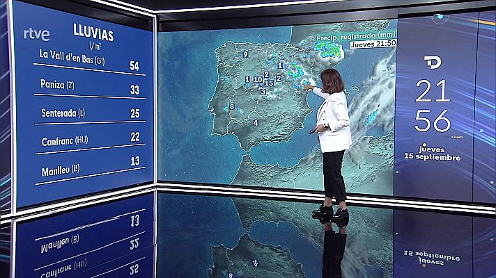 Probabilidad de tormentas y precipitaciones fuertes en áreas de Cataluña y Aragón