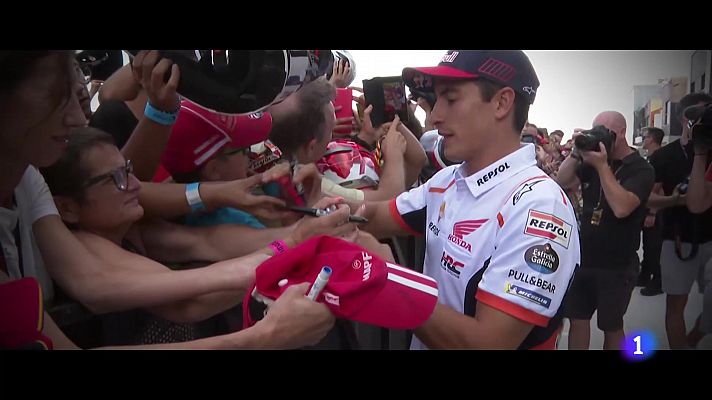 Telediario 2 - Marc Márquez, listo para subirse a la moto en el GP de Aragón