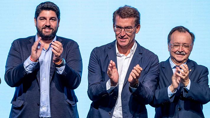 Telediario Fin de Semana - Los barones del PP llaman a vencer a Sánchez tiñendo el mapa de azul en mayo