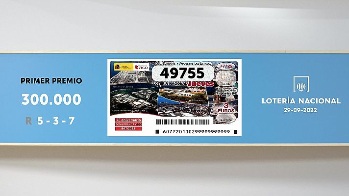 SELAE - Sorteo de la Lotería Nacional del 29/09/2022