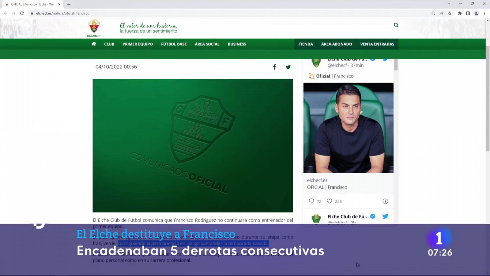 Francisco, destituido como entrenador del Elche