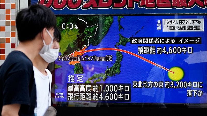 Corea del Norte dispara un misil que sobrevuela Japón por primera vez desde 2017 y obliga a activar la alarma - Ver ahora