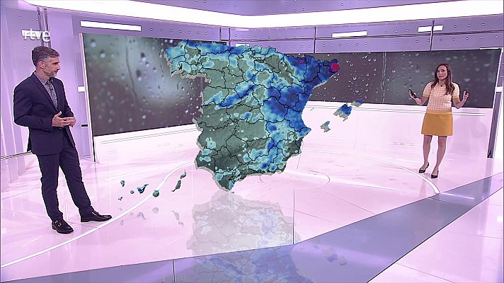 Chubascos y tormentas localmente fuertes o persistentes en la mitad sureste de Aragón y de Cataluña, en la Comunidad Valenciana y Baleares         